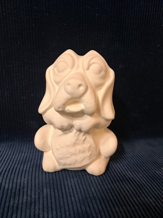 Ceramic Ready To Paint Lucky Penny Puppy Coin Bank