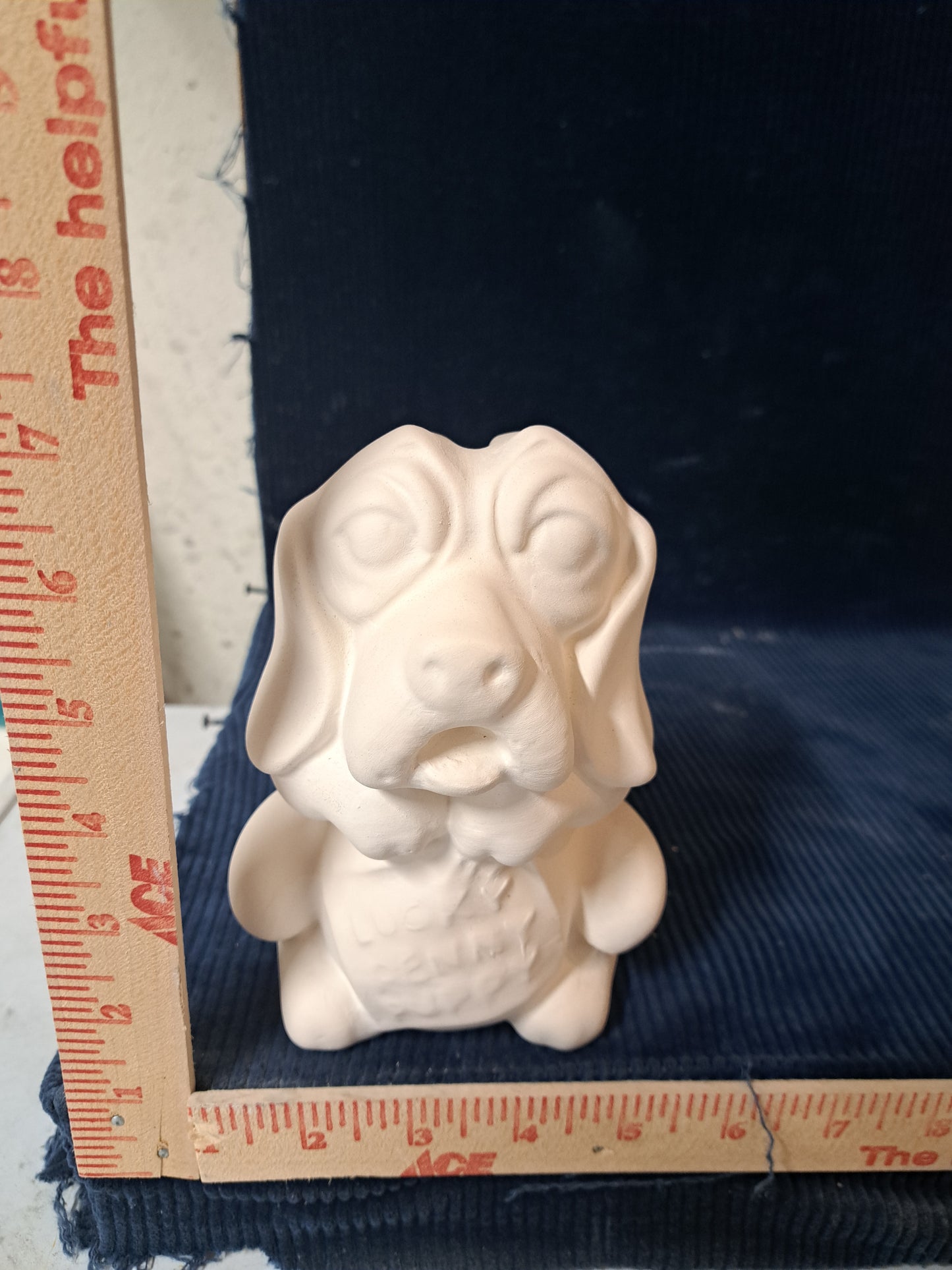 Ceramic Ready To Paint Lucky Penny Puppy Coin Bank