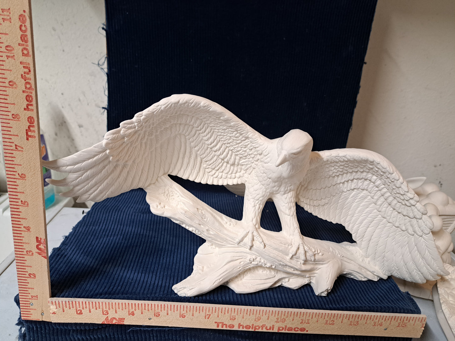 Ceramic Ready To Paint Large Winged Eagle On Log