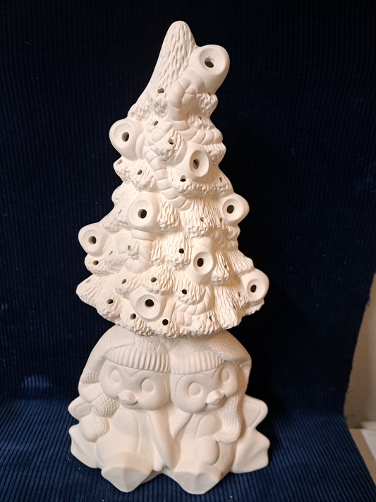 Ceramic Ready To Paint Cuddle Penguin Tree Post