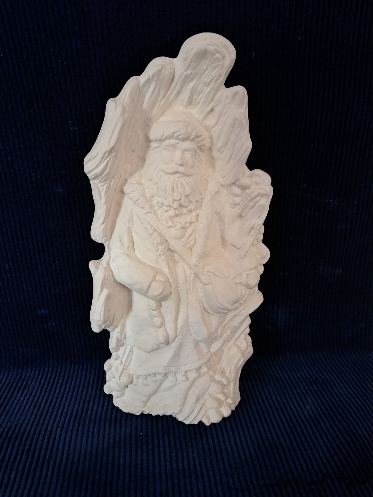 Ceramic Ready To Paint Wood Carved Santa