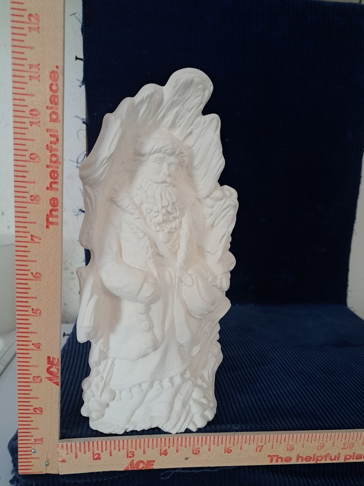 Ceramic Ready To Paint Wood Carved Santa