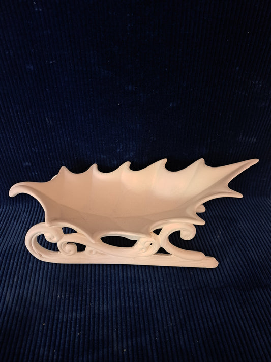 Ceramic Ready To Paint Holly Leaf Sleigh