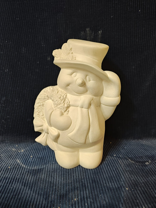 Ceramic Ready to Paint Snowman with Wreath