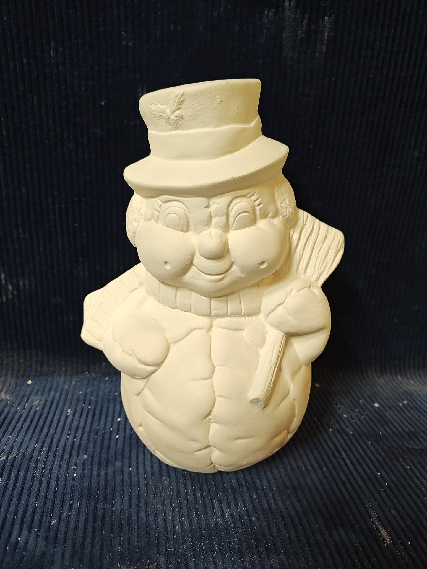 Ceramic Ready to Paint Softie Snowman with Broom