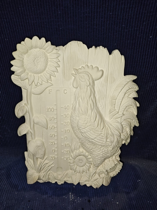 Ceramic Ready to Paint Rooster Thermometer