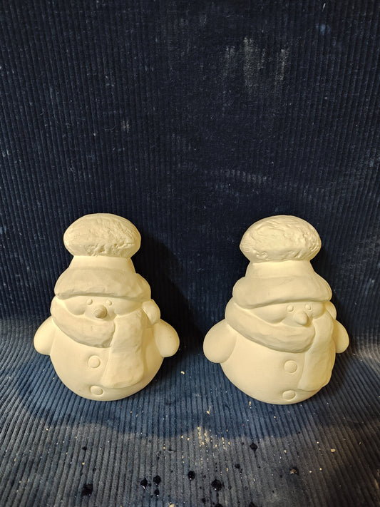 Ceramic Ready to Paint Whittled Snowman Set