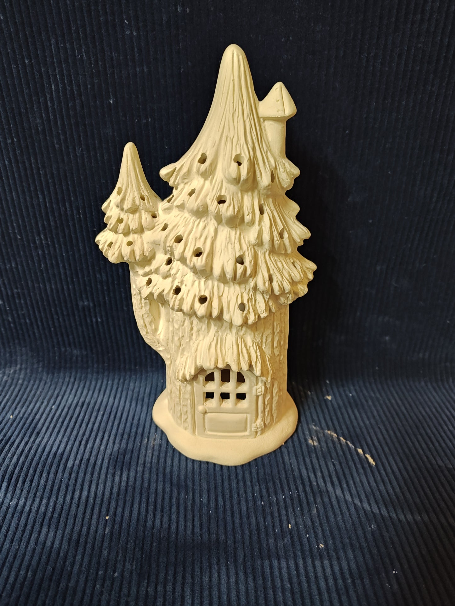 Ceramic Ready to Paint Fairy Conifer Tree Cottage