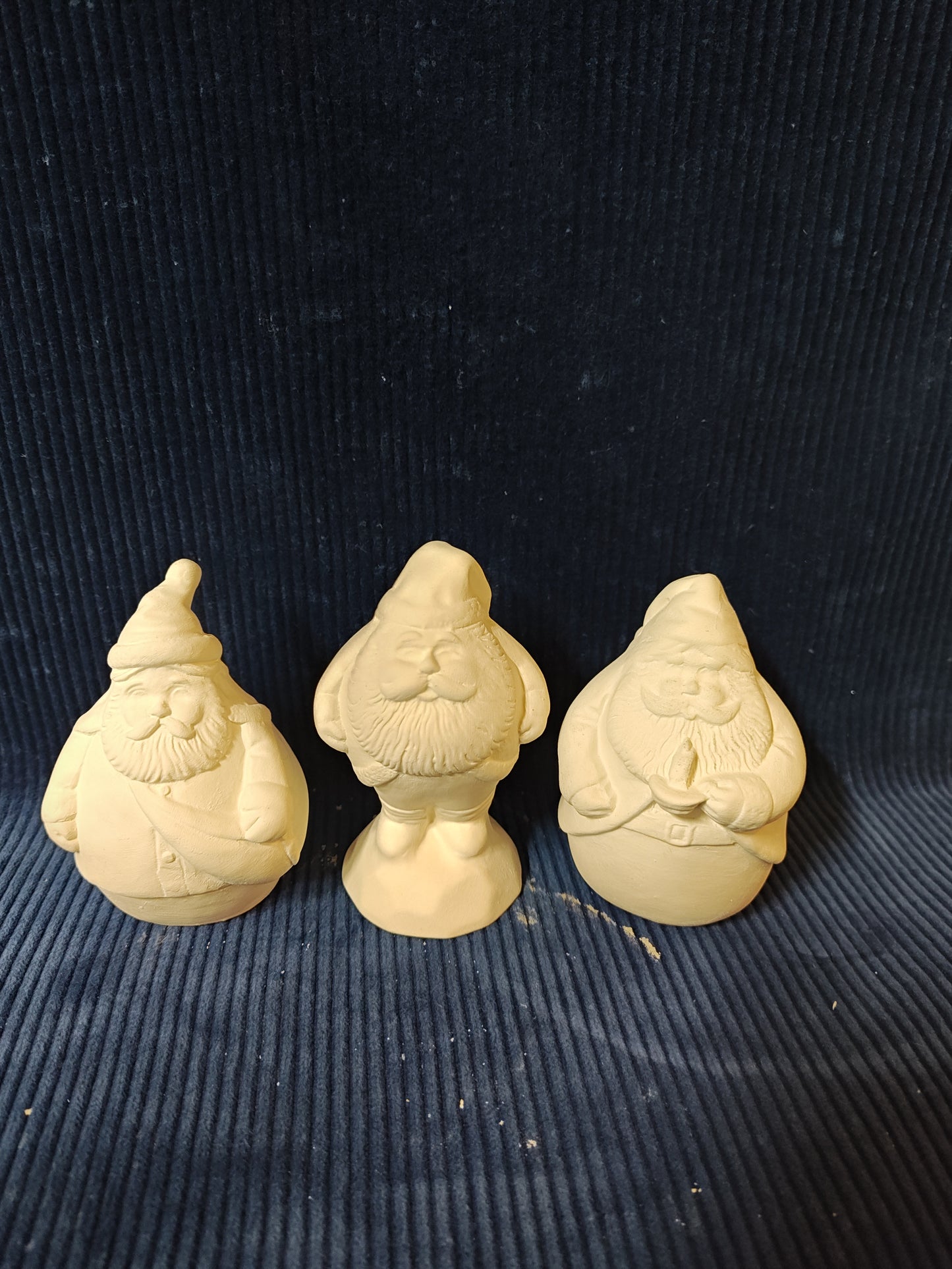 Ceramic Ready to Paint Roly Poly Santa Claus Christmas Set