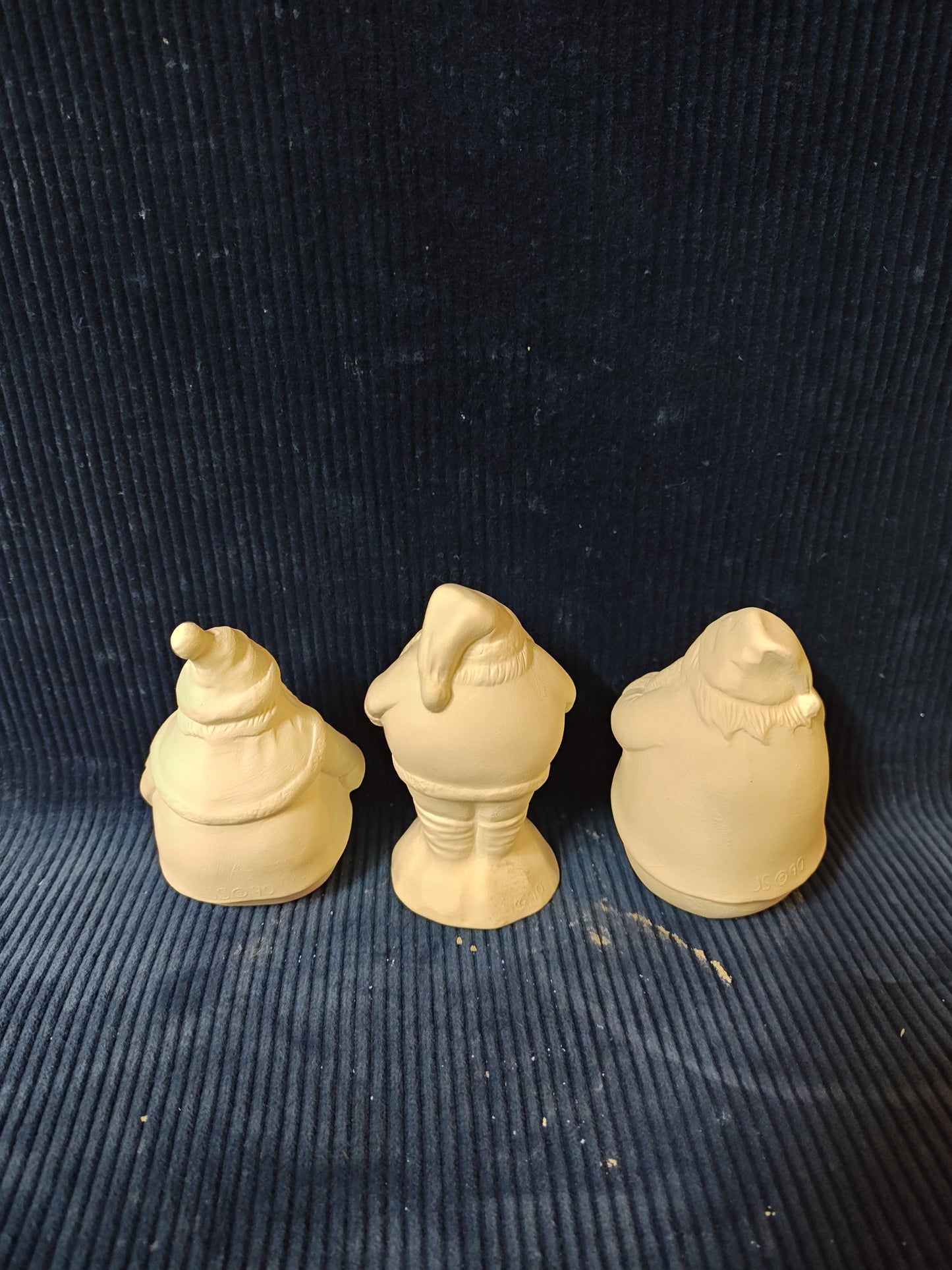 Ceramic Ready to Paint Roly Poly Santa Claus Christmas Set