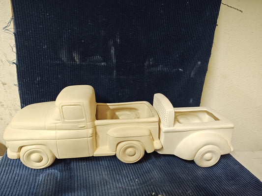 Ceramic Ready to Paint Truck and Trailer Set