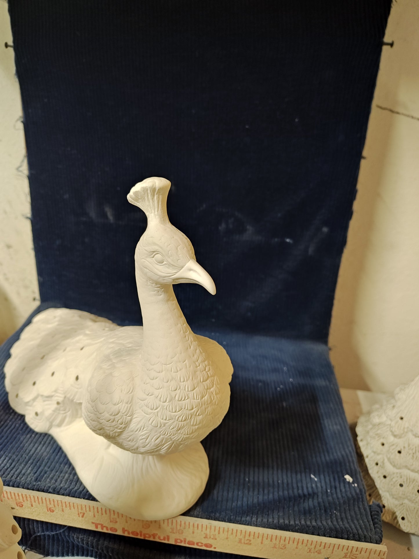 Ceramic Ready to Paint Large Peacock BISQUE