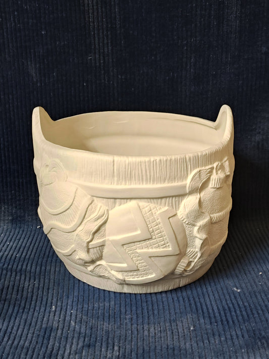 Ceramic Ready to Paint Ornaments Barrel Pot