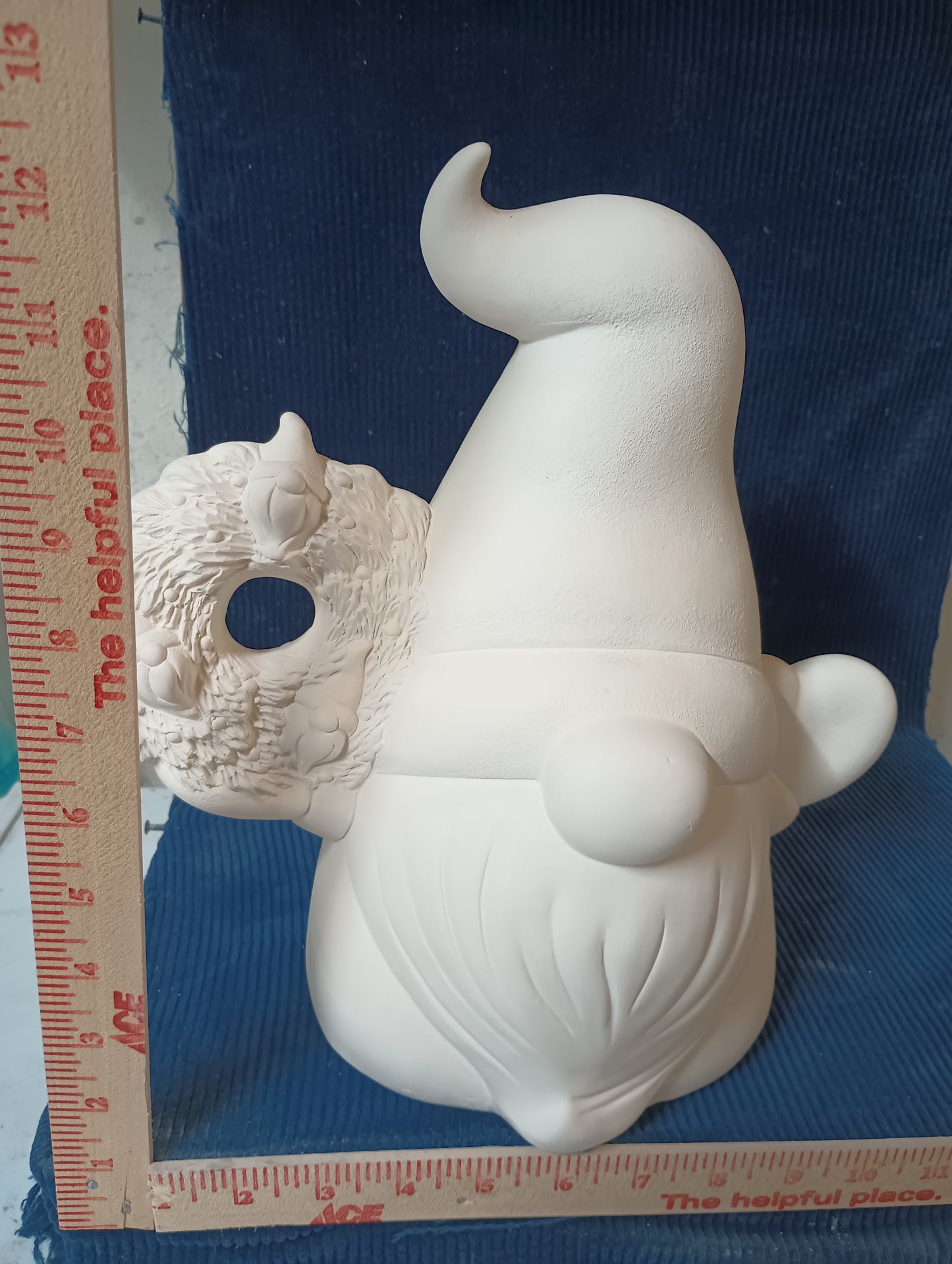 Ceramic Ready To Paint Santa Gnome With Wreath