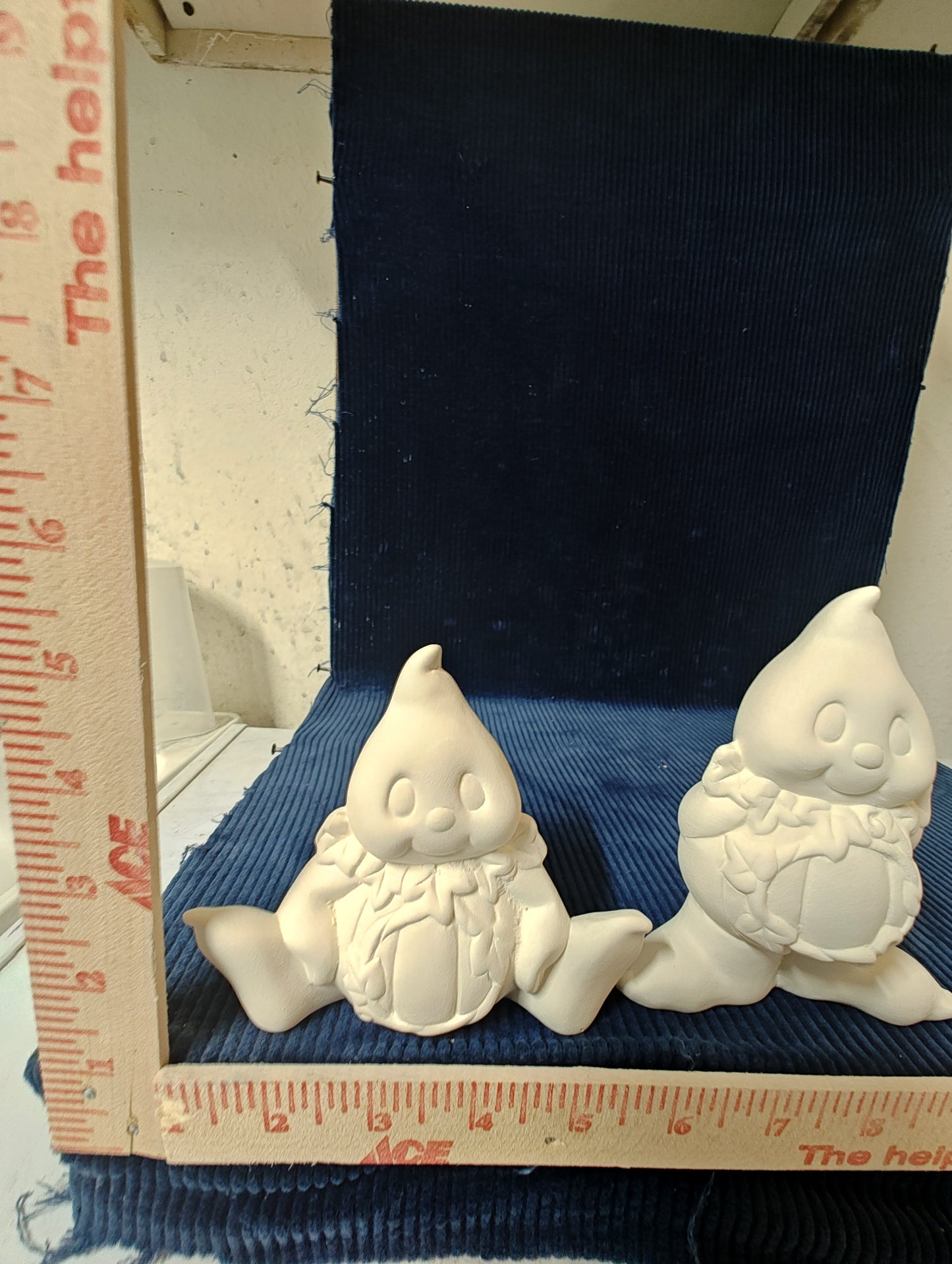 Ceramic Ready To Paint Pumpkin Belly Ghost Set Of 2