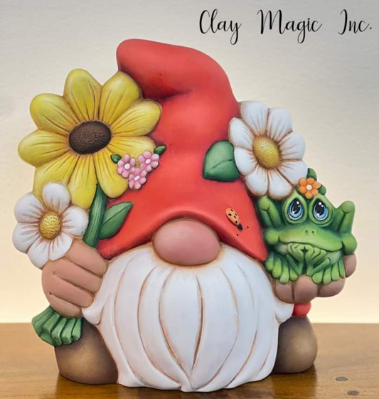 Ceramic Ready to Paint Hagar w/Flower Gnome