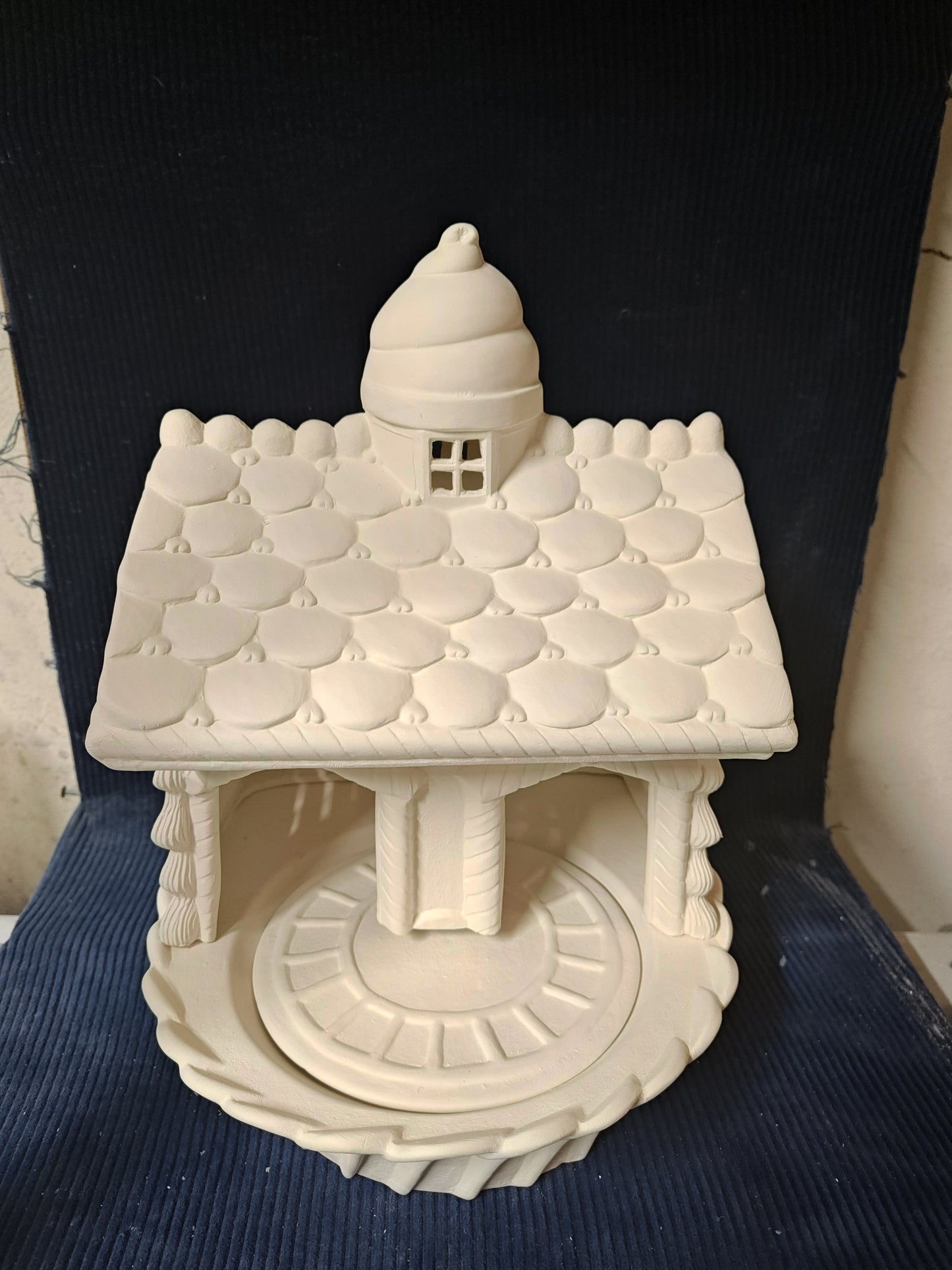 Ceramic Ready to Paint Gingerbread House with Train Scene