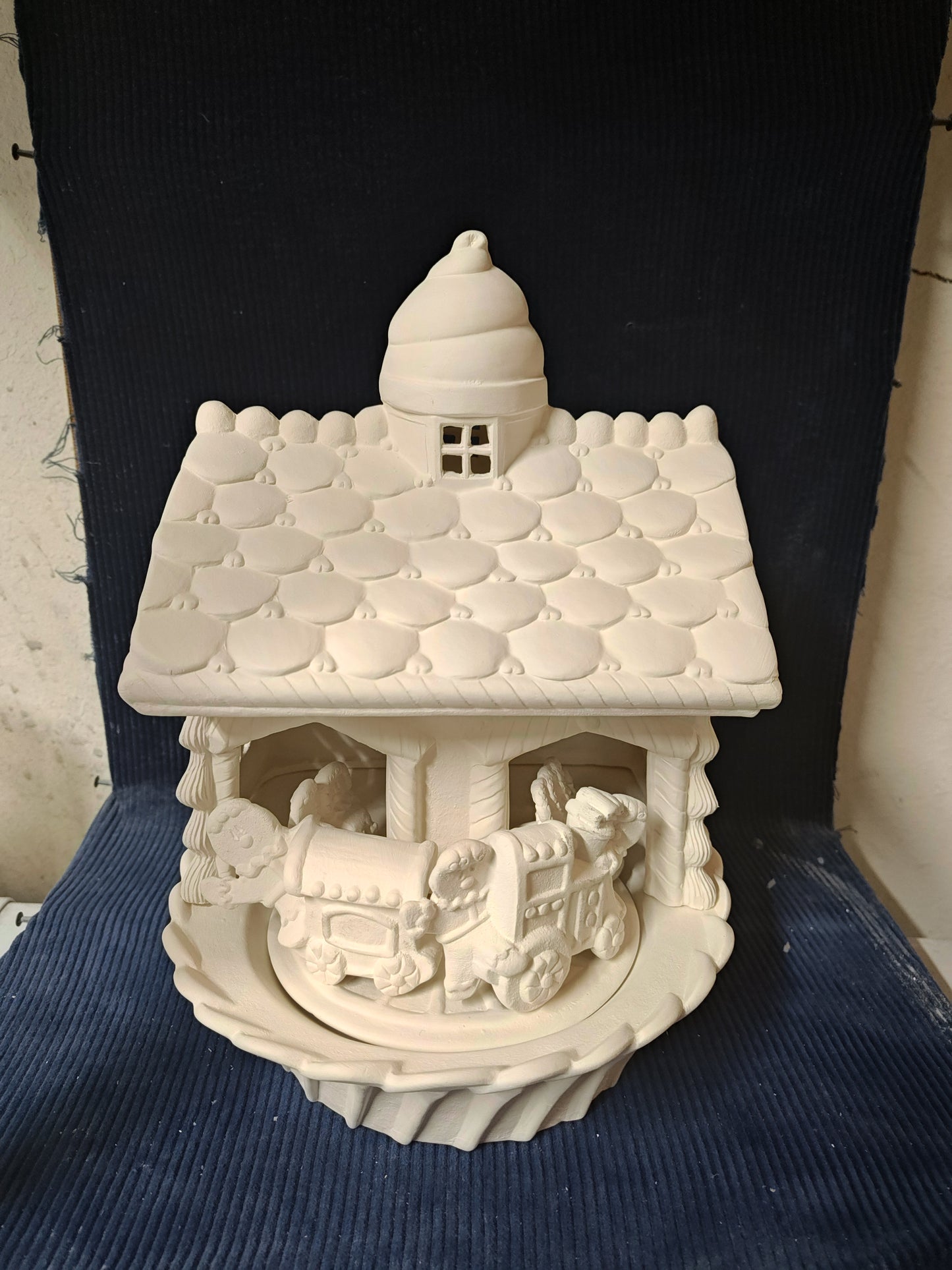 Ceramic Ready to Paint Gingerbread House with Train Scene