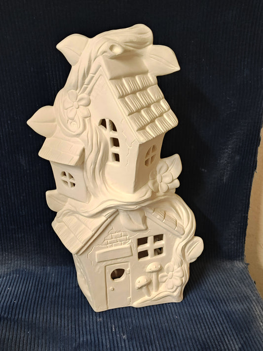 Ceramic Ready to Paint Tri-Level Fairy House