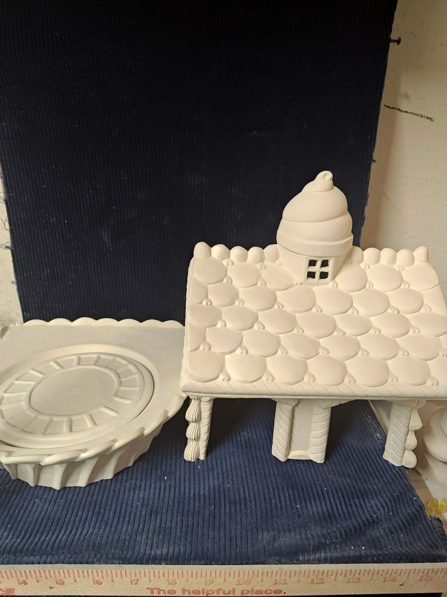 Ceramic Ready to Paint Gingerbread House with Train Scene