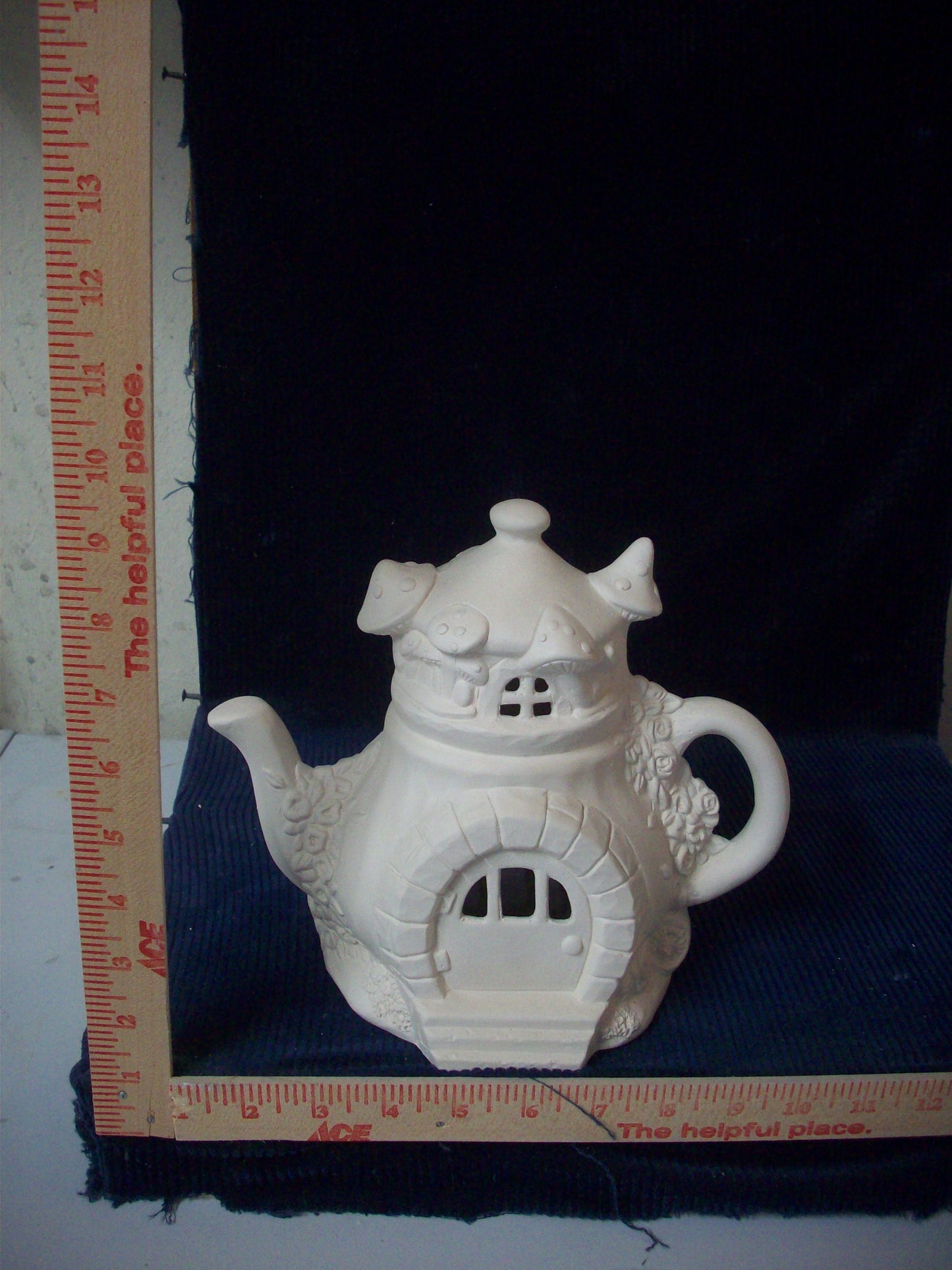 Ceramic Ready To Paint Charming Teapot Fairy Cottage "Rose's"