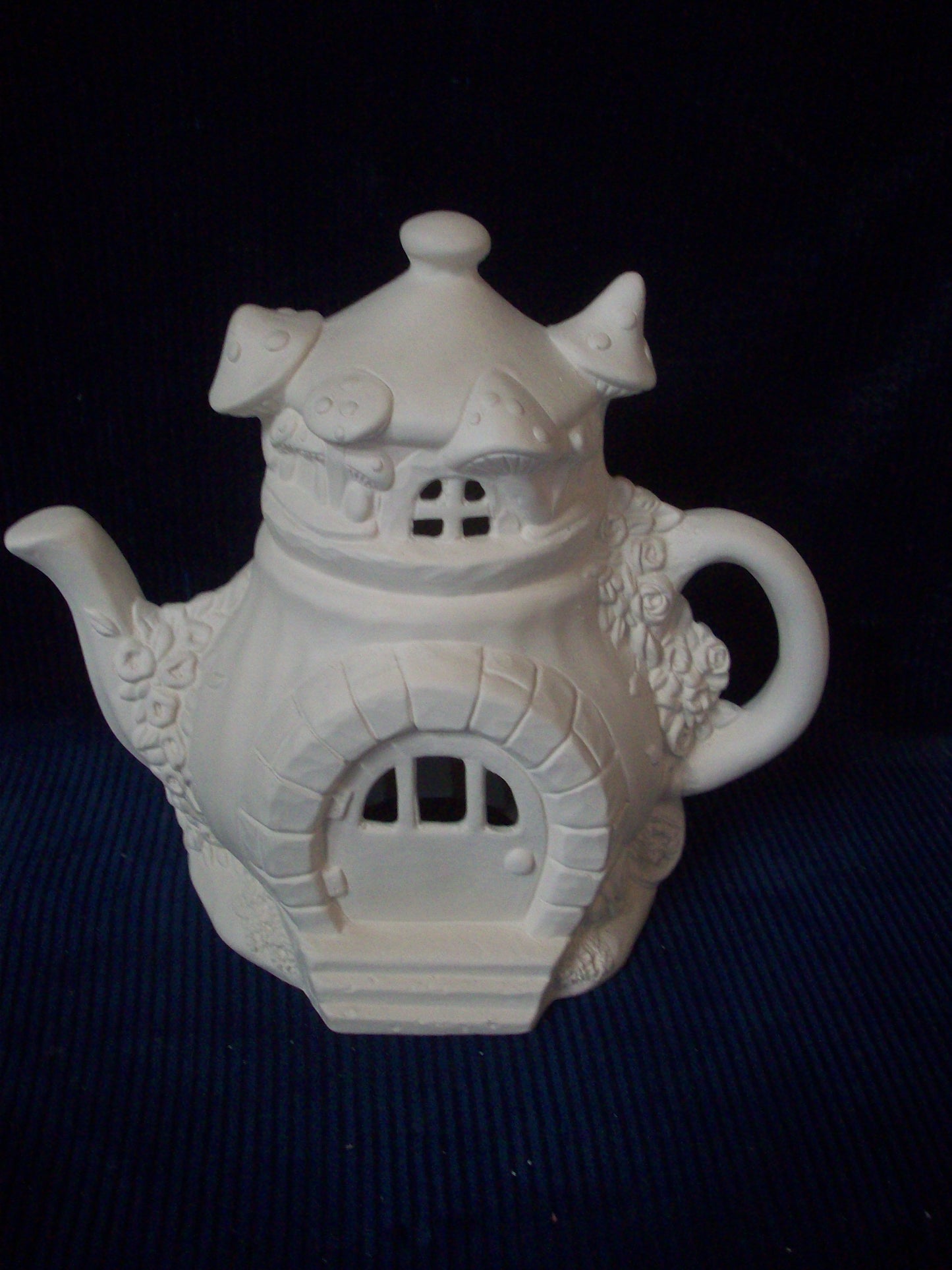 Ceramic Ready To Paint Charming Teapot Fairy Cottage "Rose's"