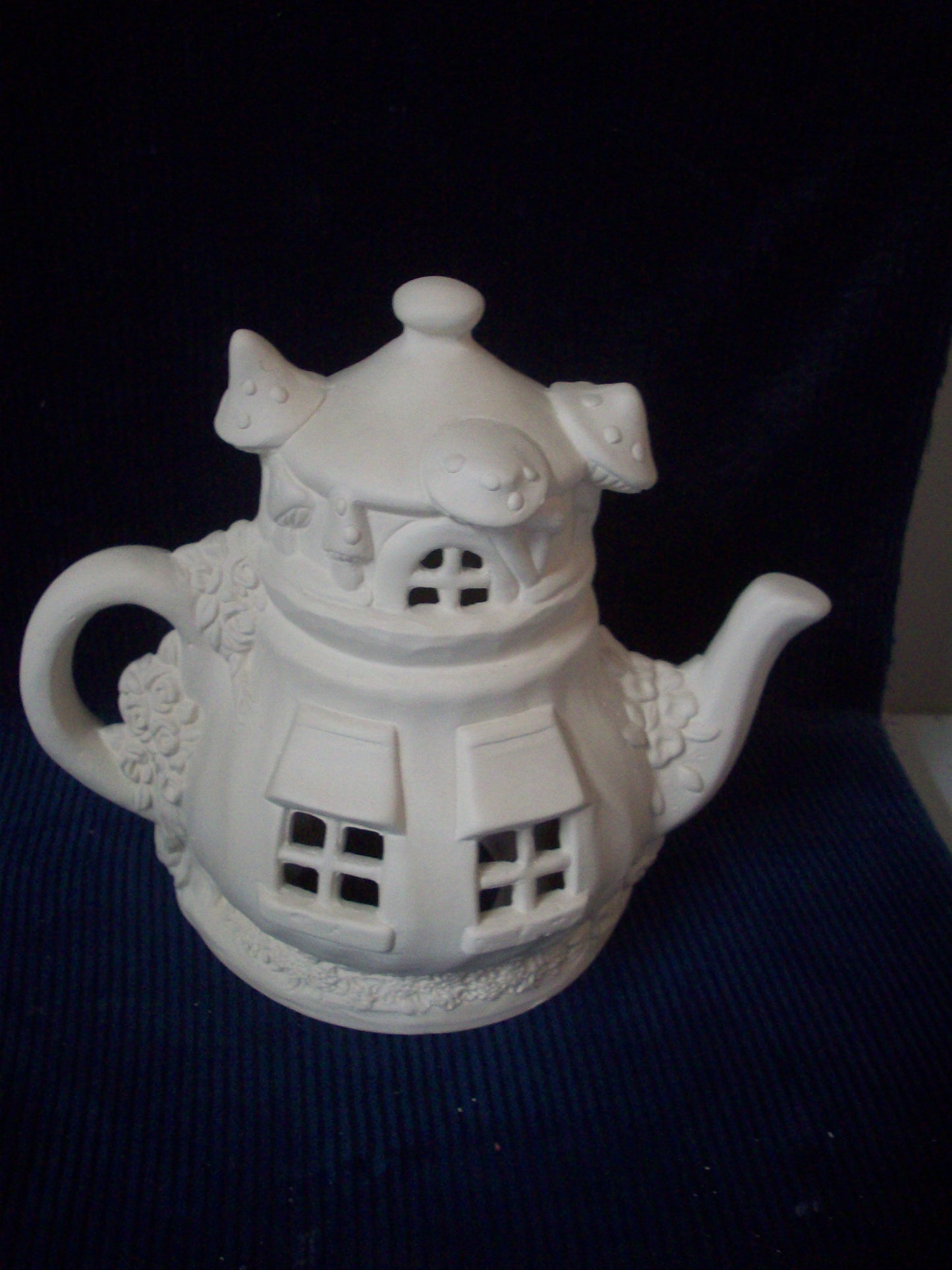 Ceramic Ready To Paint Charming Teapot Fairy Cottage "Rose's"