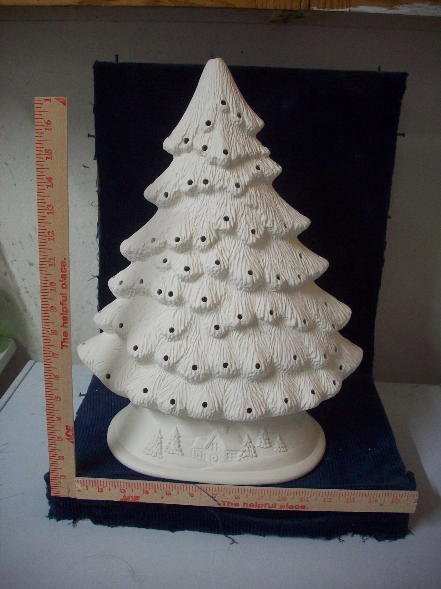 Ceramic Ready To Paint Winter Scene Mantle Tree with Base