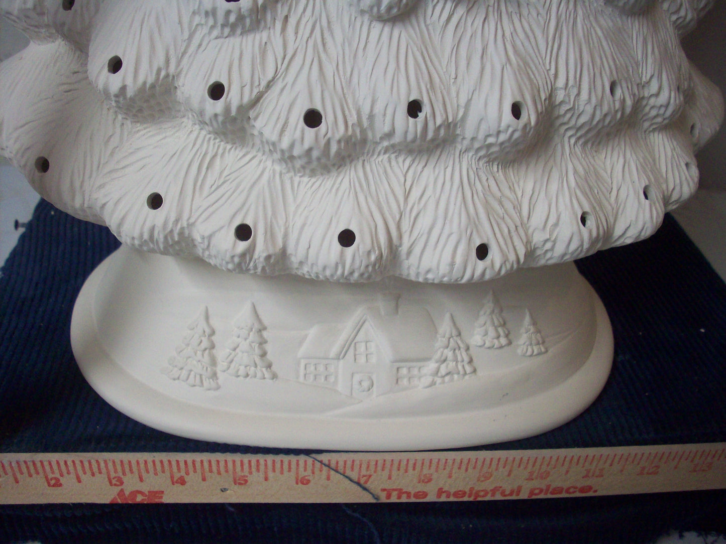 Ceramic Ready To Paint Winter Scene Mantle Tree with Base