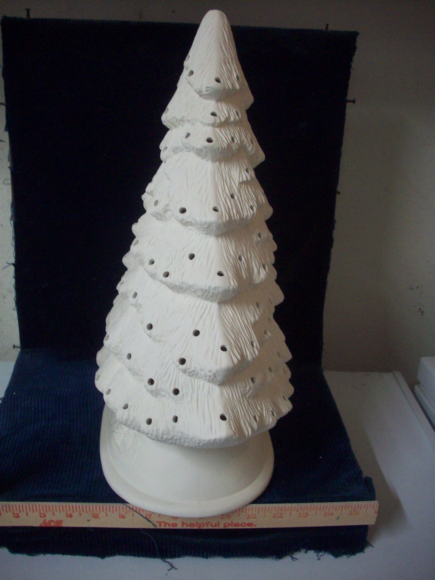 Ceramic Ready To Paint Winter Scene Mantle Tree with Base