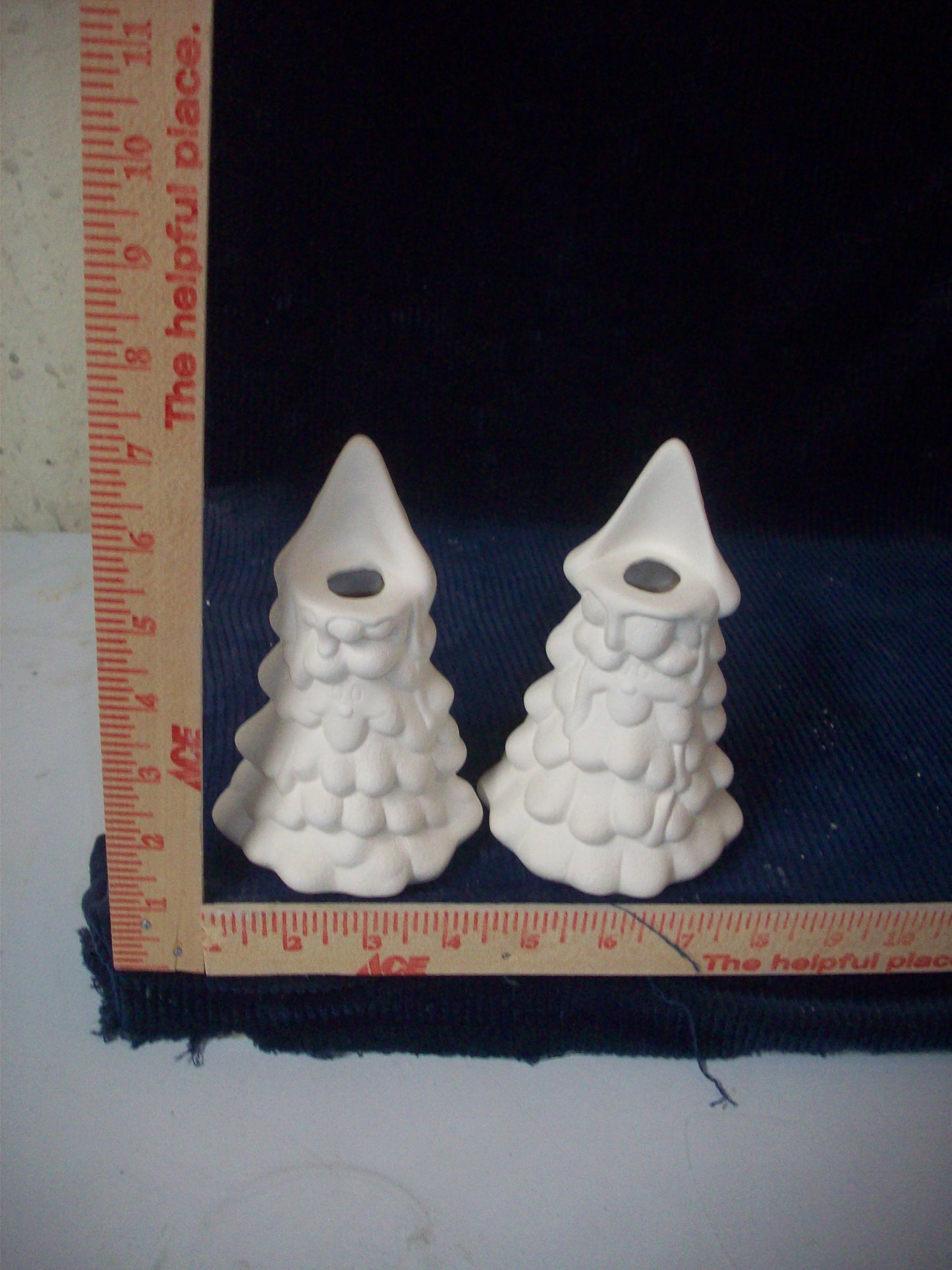 Ceramic Ready To Paint Christmas Tree Candle Drippers Set of Two