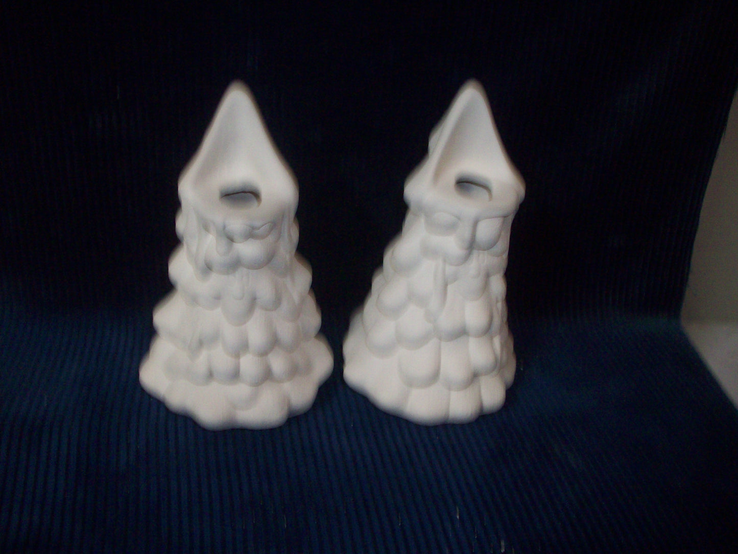 Ceramic Ready To Paint Christmas Tree Candle Drippers Set of Two