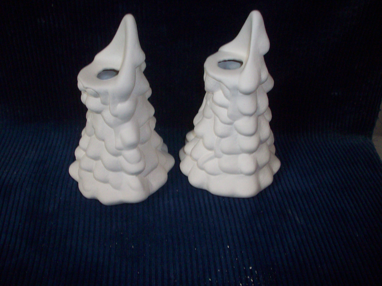 Ceramic Ready To Paint Christmas Tree Candle Drippers Set of Two