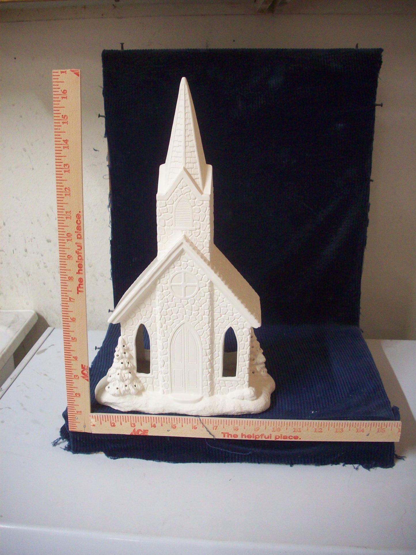 Ceramic ready to paint Winter Scene Church