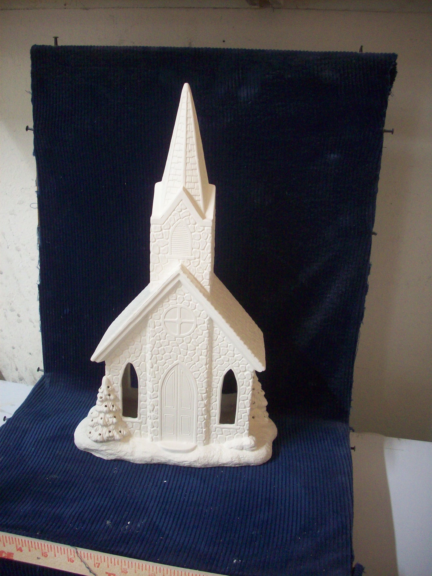 Ceramic ready to paint Winter Scene Church