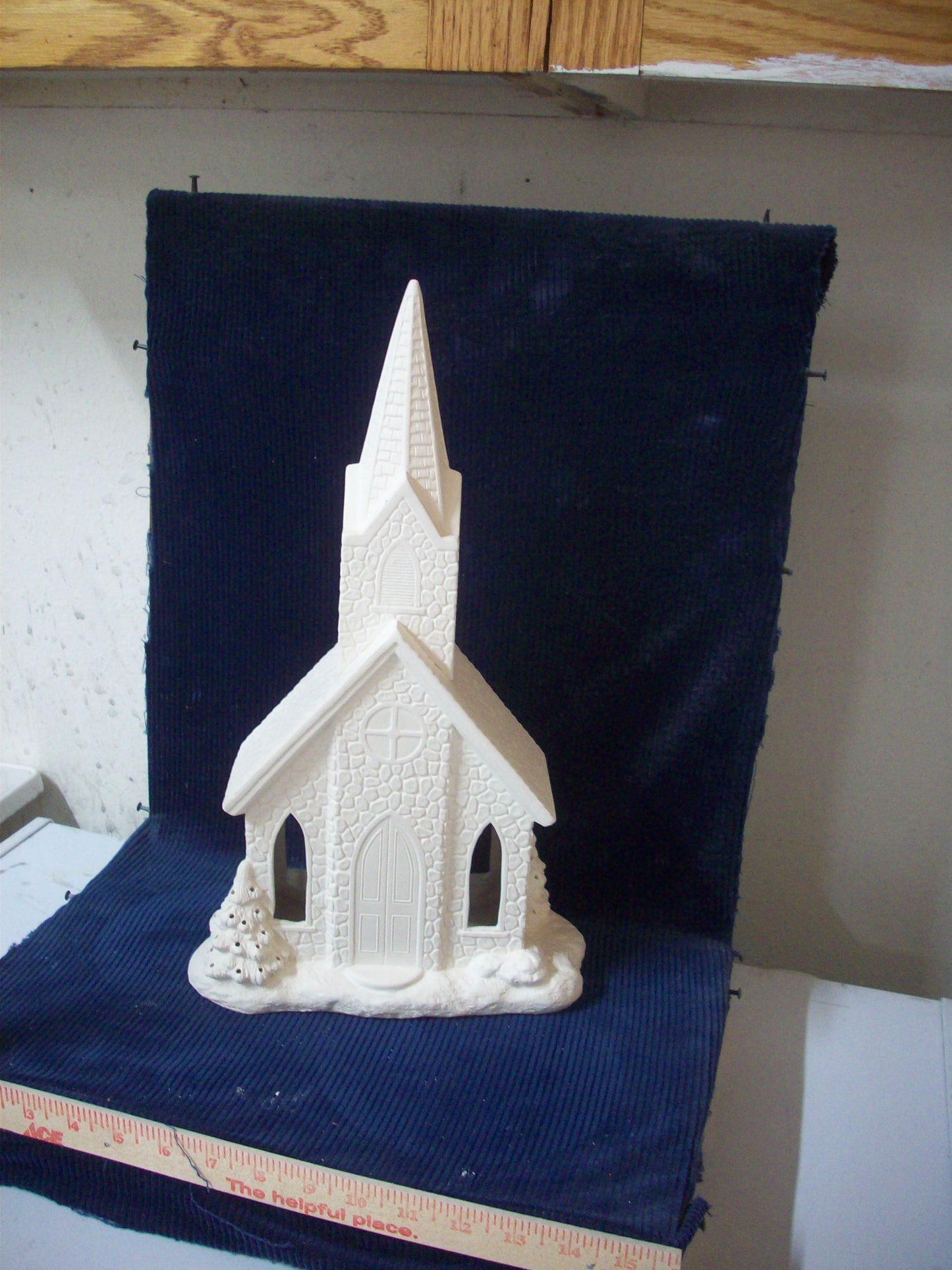 Ceramic ready to paint Winter Scene Church