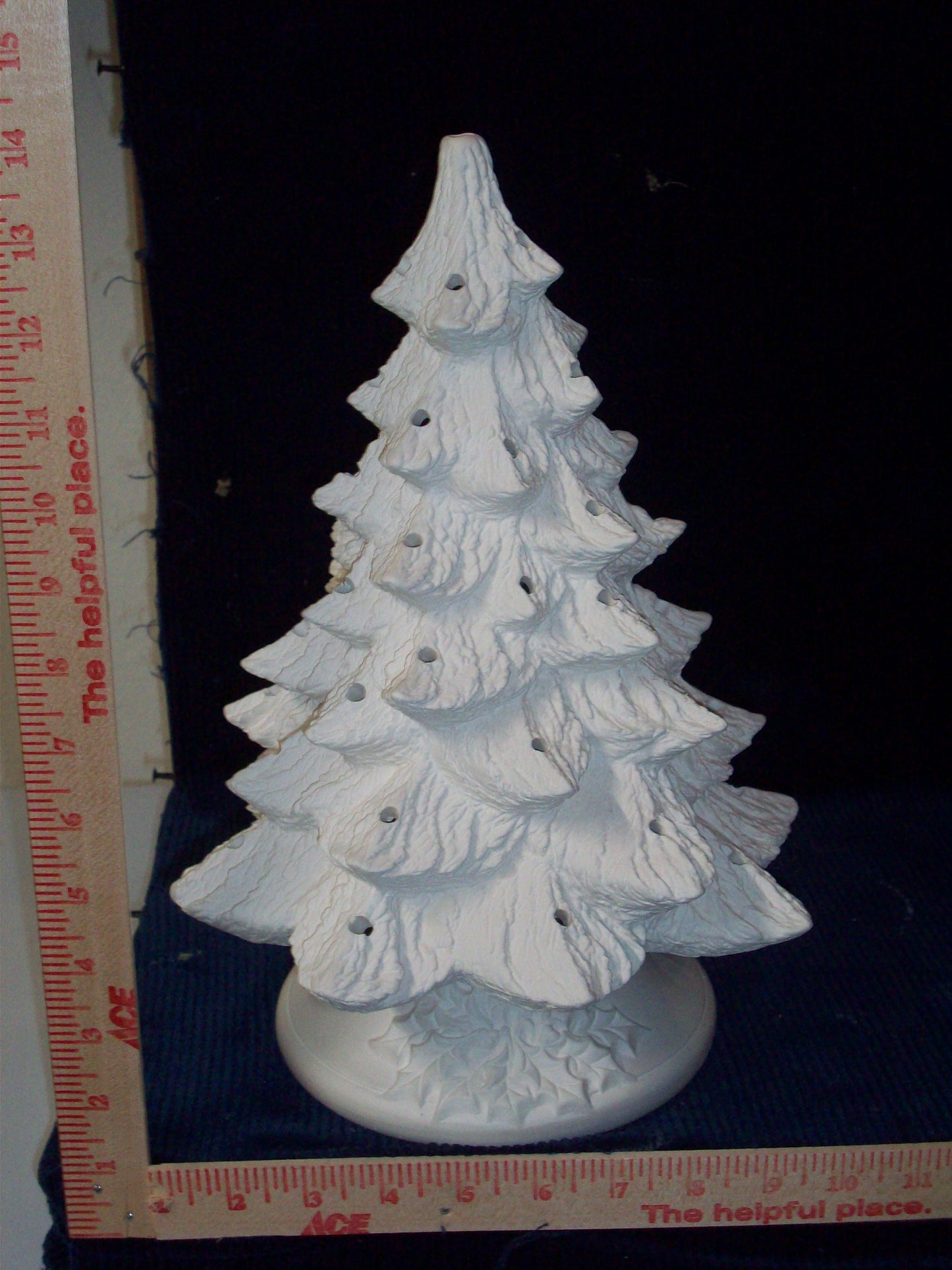 Ceramic Ready To Paint Nowell Christmas Tree with Holly Base