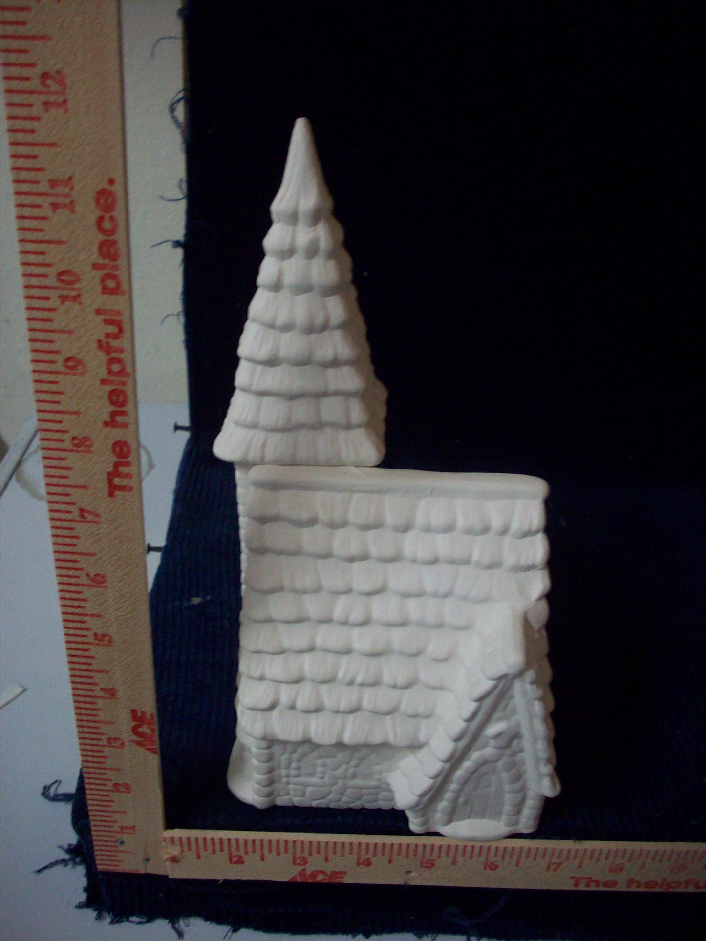 Ceramic Ready To Paint Cottage With Christmas Tree on Roof