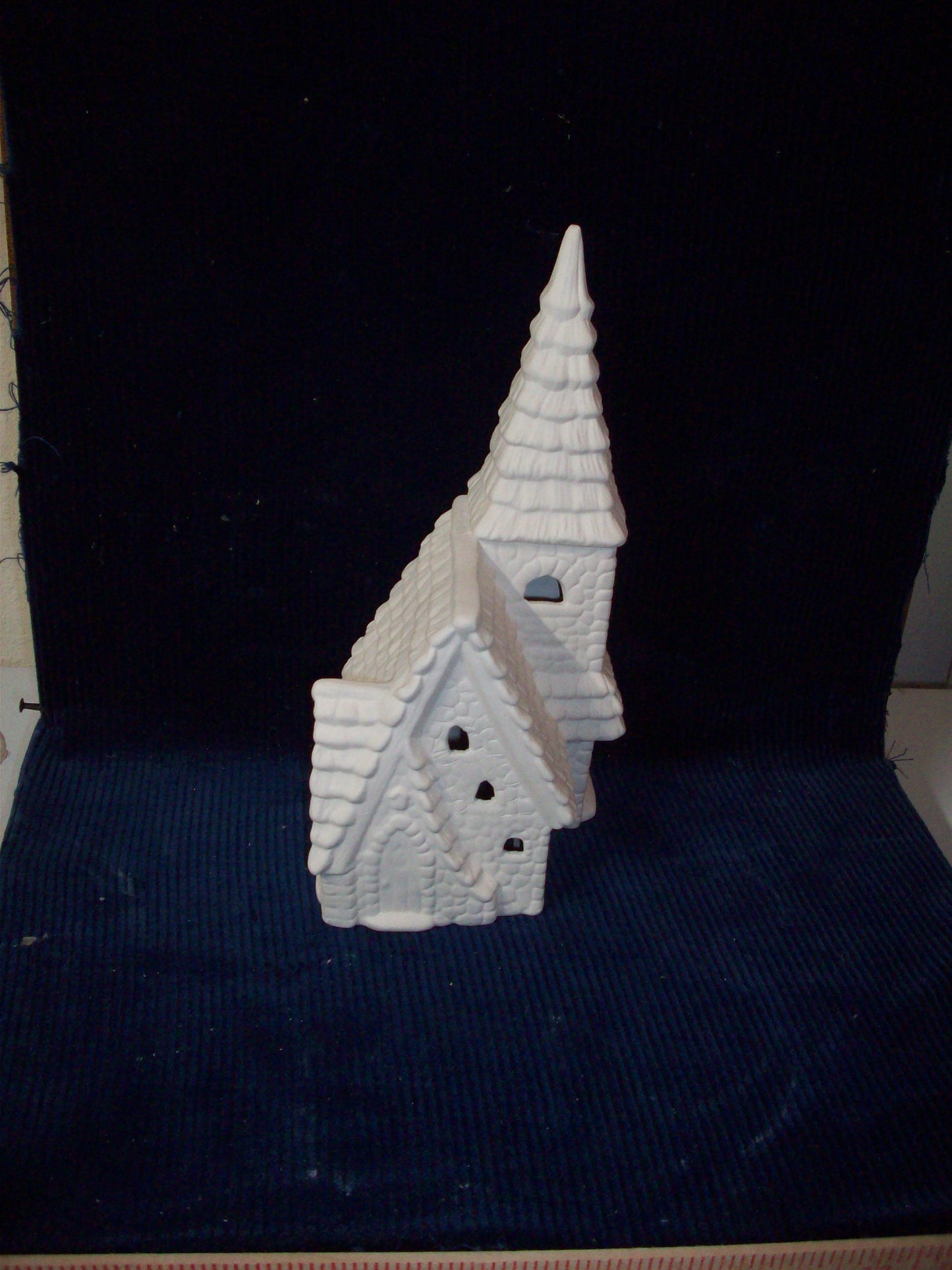 Ceramic Ready To Paint Cottage With Christmas Tree on Roof