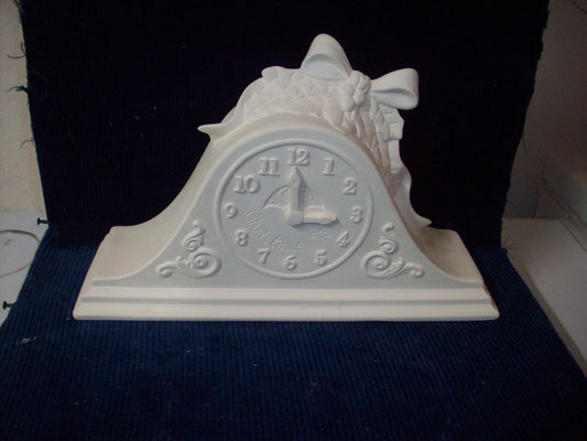 Ceramic Ready To Paint Christmas Mantel Clock