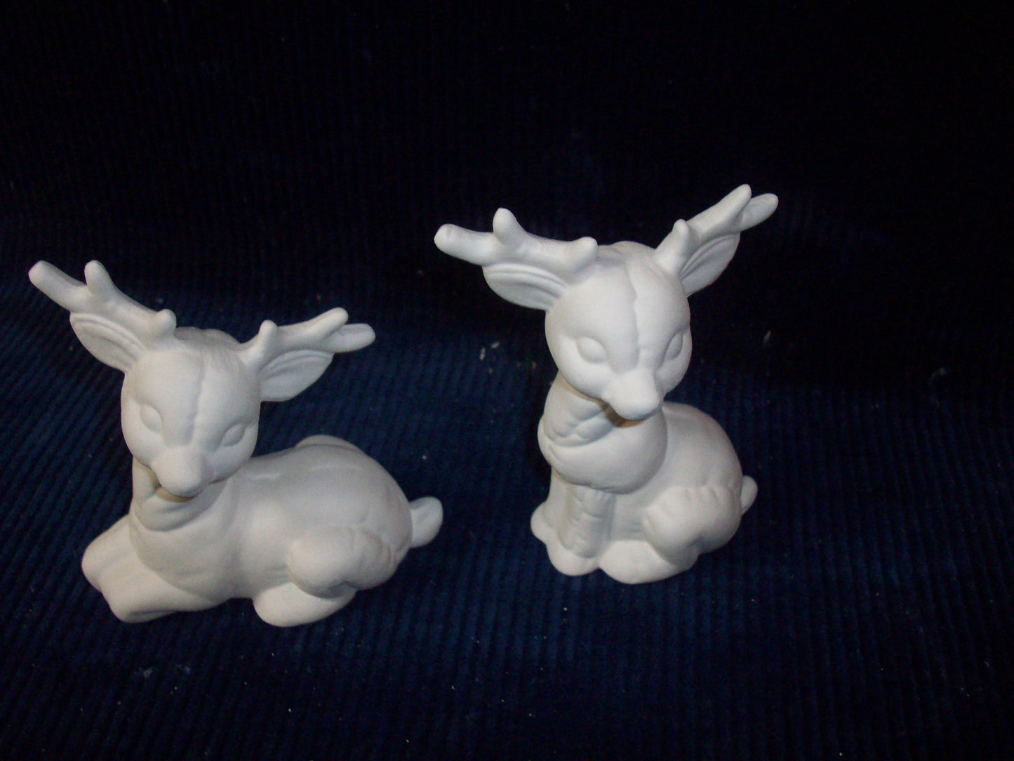 Ceramic Ready To Paint Quilted Set of 2 Deer