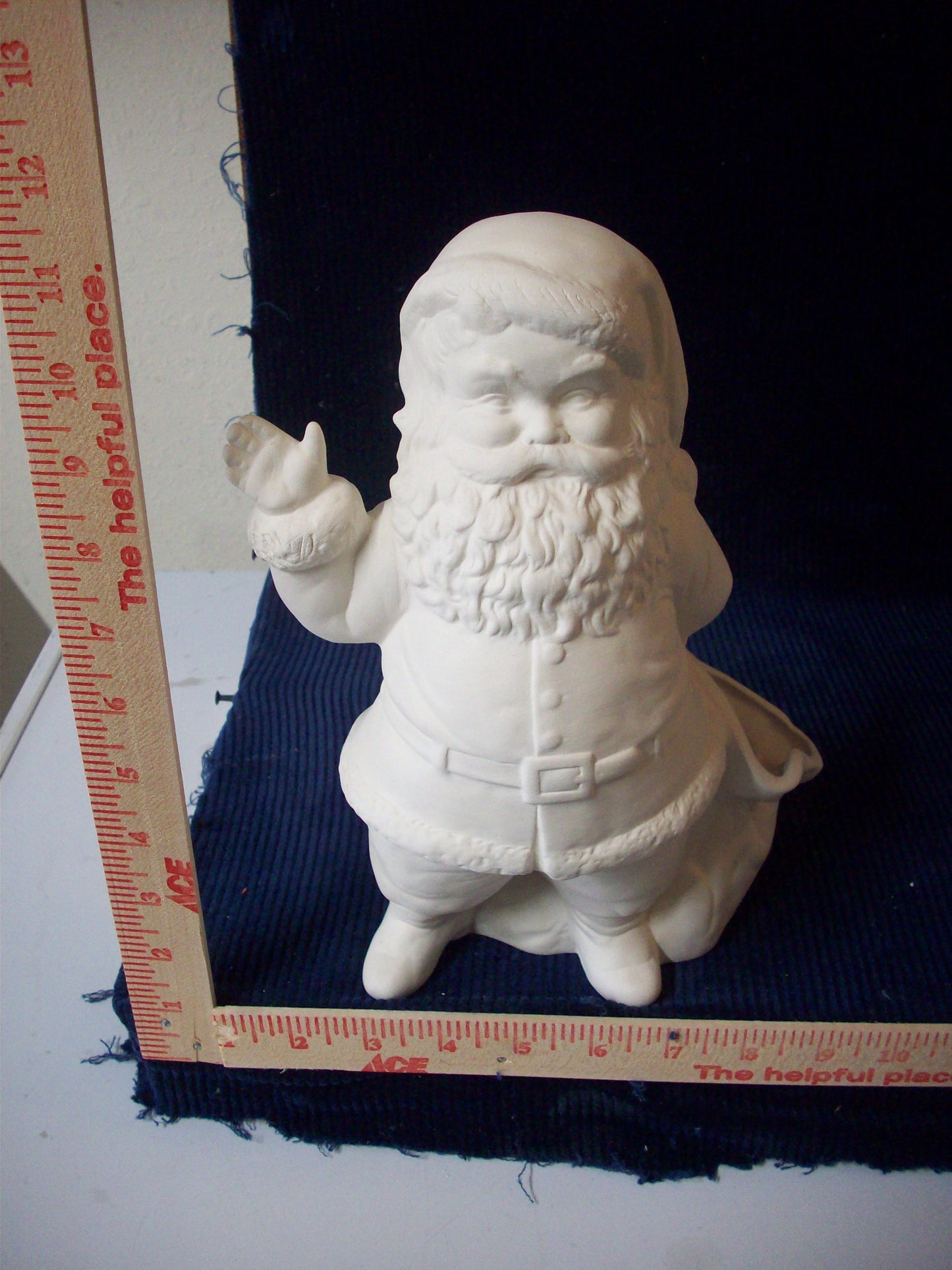 Ceramic Ready To Paint Waving Santa With Toy Bag