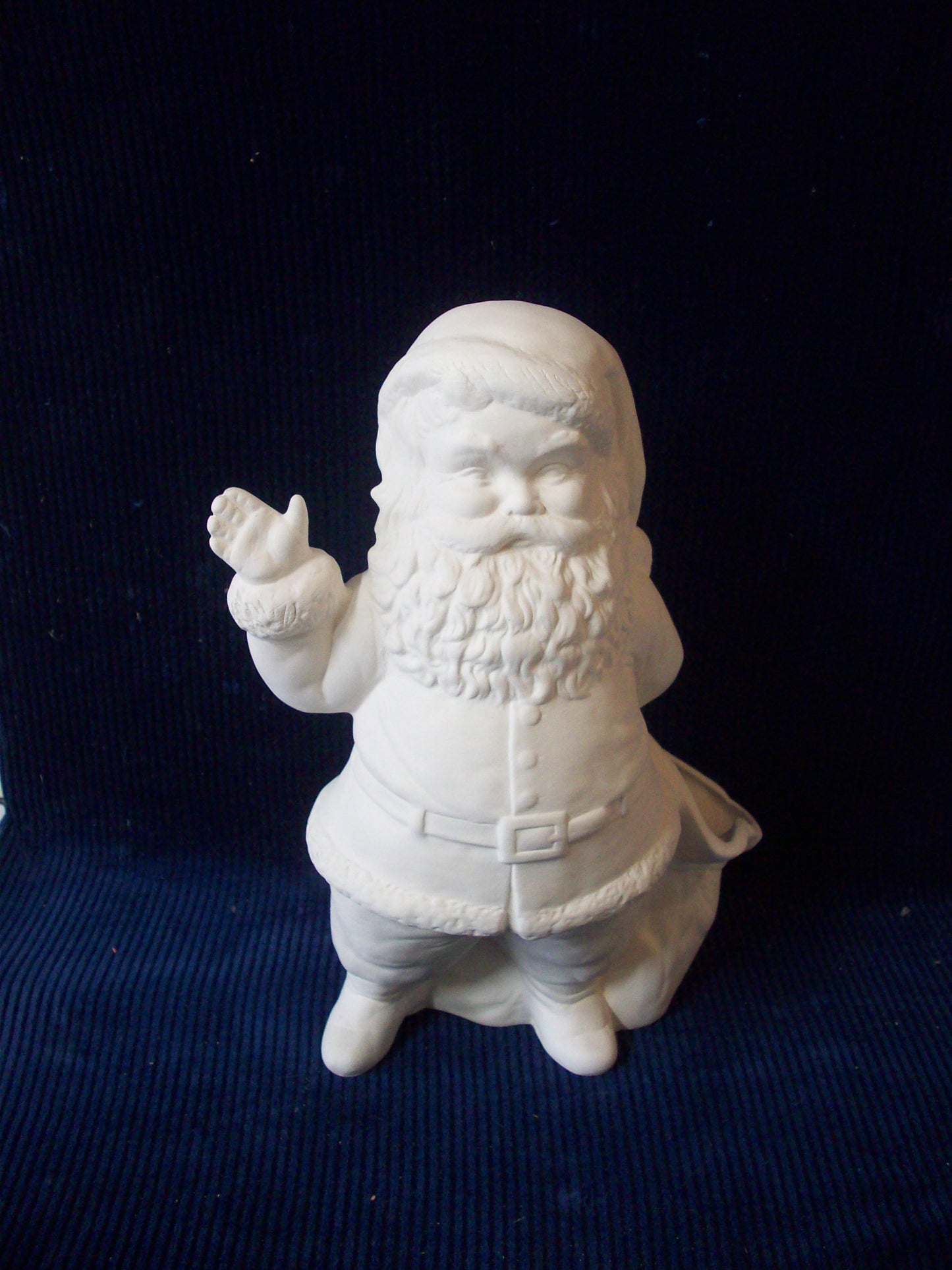 Ceramic Ready To Paint Waving Santa With Toy Bag