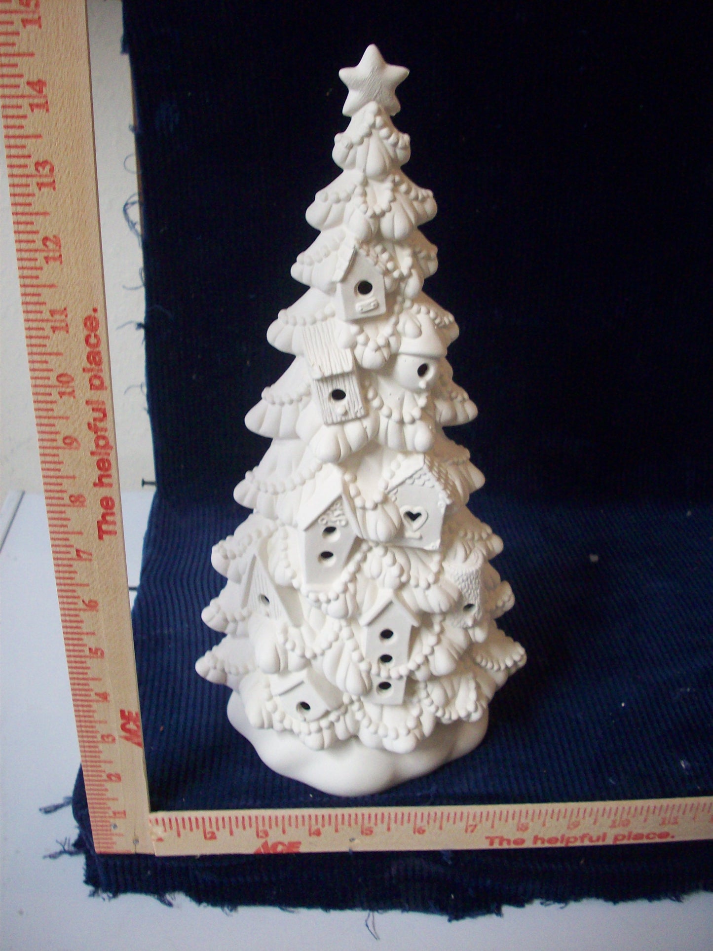 Ceramics Ready to Paint Bird House Christmas Tree with Base