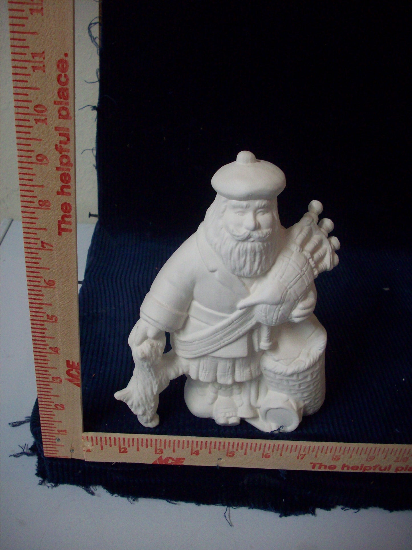 Ceramic Ready to Paint Scottish Santa with Bagpipes and Scottie Dog