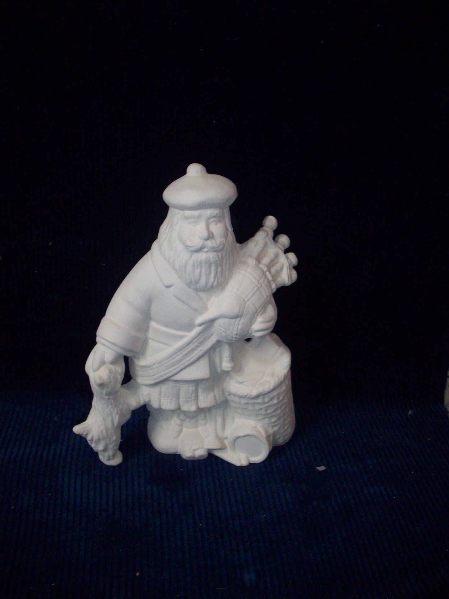 Ceramic Ready to Paint Scottish Santa with Bagpipes and Scottie Dog