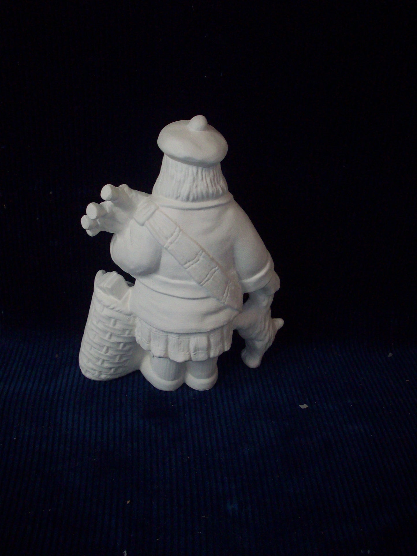 Ceramic Ready to Paint Scottish Santa with Bagpipes and Scottie Dog