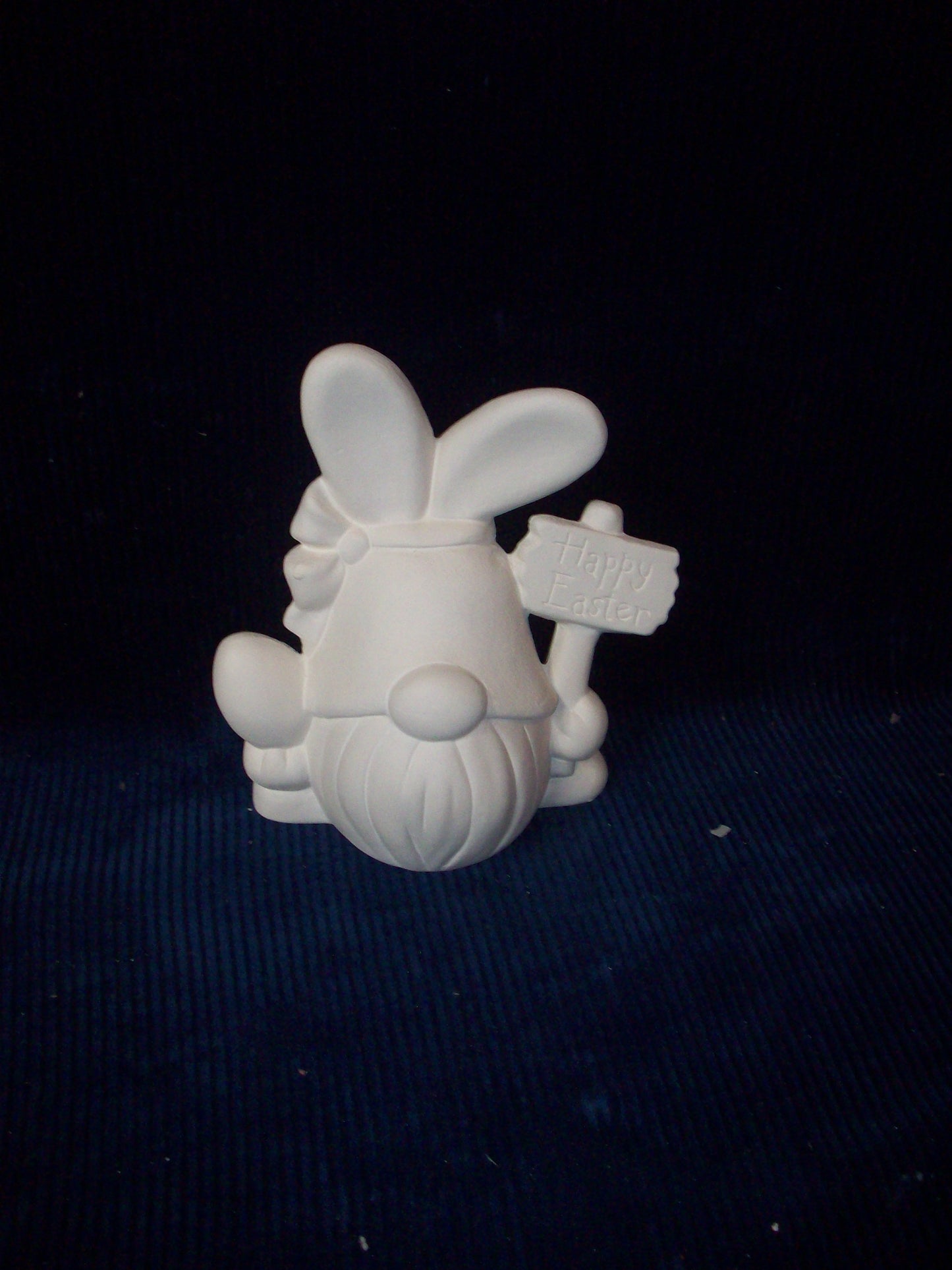 Ceramic Ready To Paint Easter Gnome Bunny Holding Sign & Egg