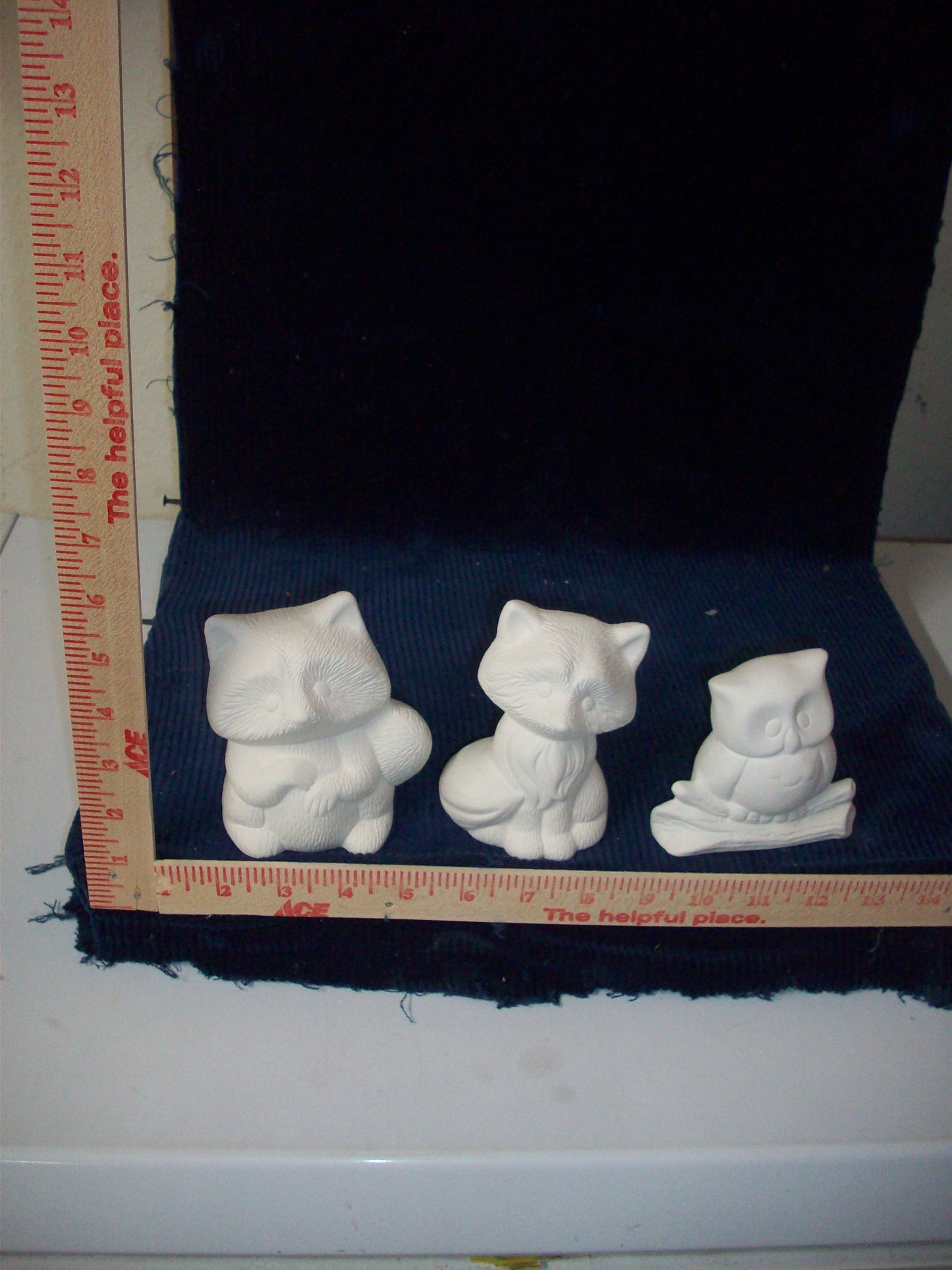 Ceramic Ready To Paint Raccoon Fox and Owl Woodland Animals