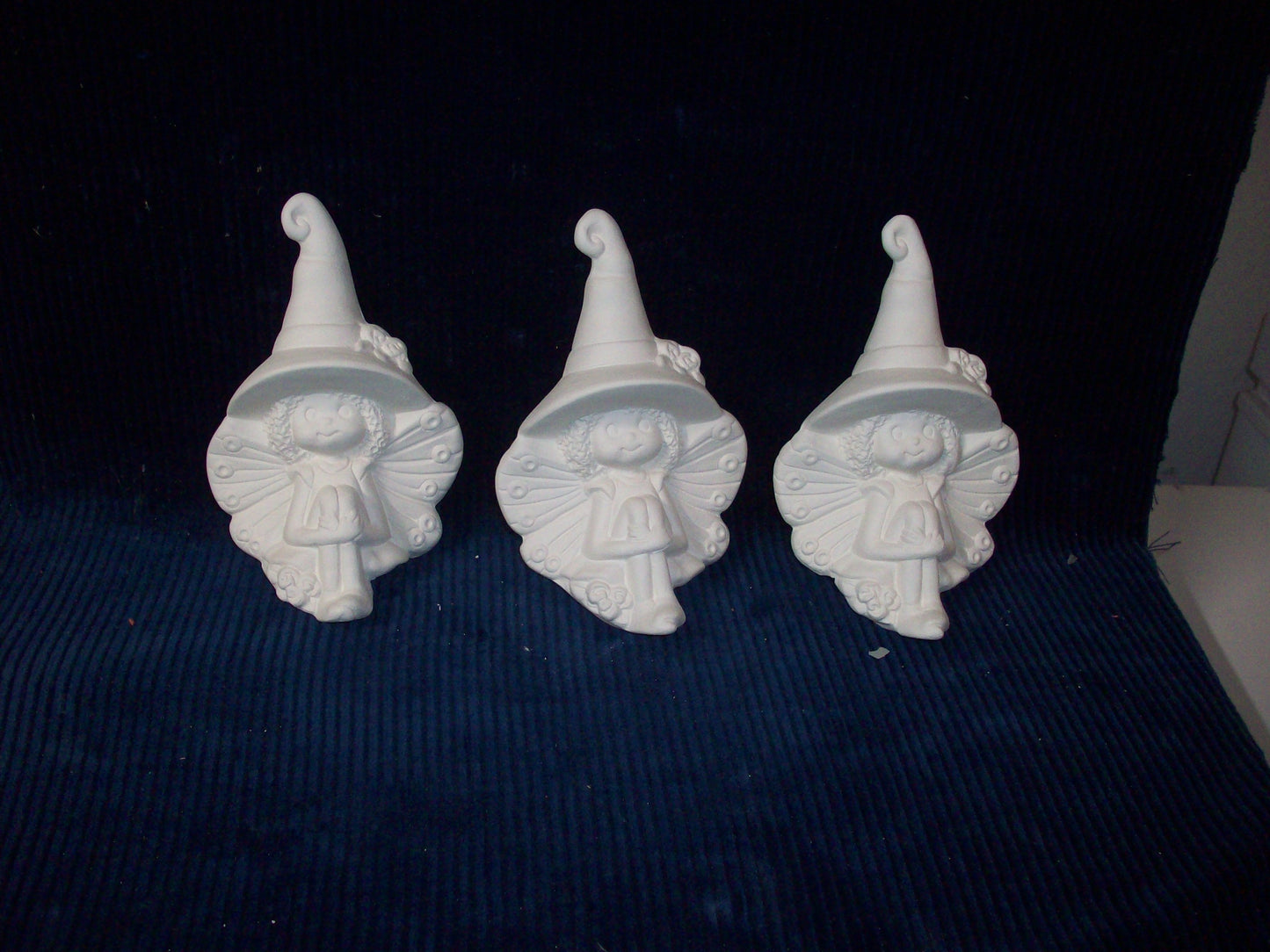 Ceramic Ready To Paint Set of 3 Halloween Fairy Witches Setting